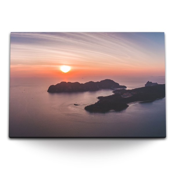 Paul Sinus Art 120x80cm Wandbild auf Leinwand Indischer Ozean Inseln Horizont Sonnenuntergang Abendrot