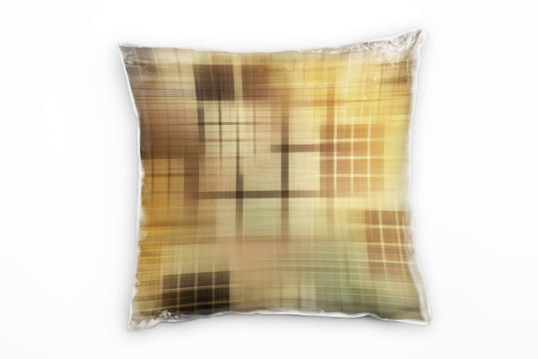 Paul Sinus Art Abstrakt, Gitter, braun, gold, grün Deko Kissen 40x40cm für Couch Sofa Lounge Zierkissen