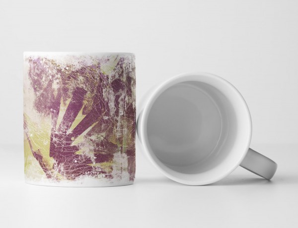 Paul Sinus Art Tasse Geschenk blassviolettrote - blass-goldrute farbige Abstraktion; weiße Elemente