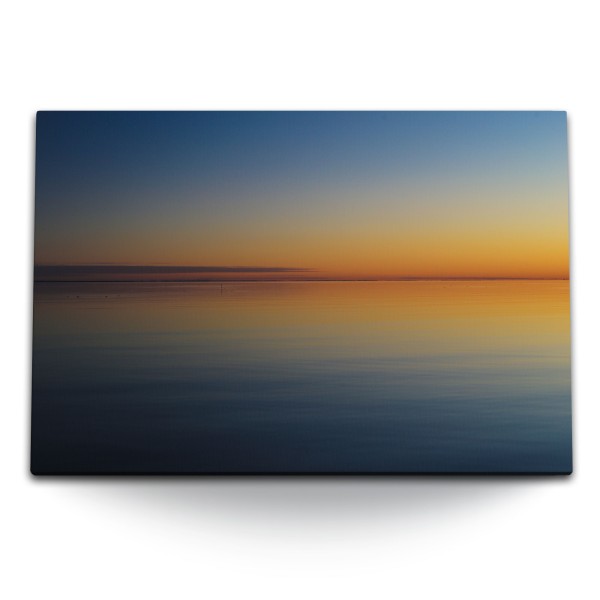 Paul Sinus Art 120x80cm Wandbild auf Leinwand Horizont Abenddämmerung Meer Abendrot Sonnenuntergang