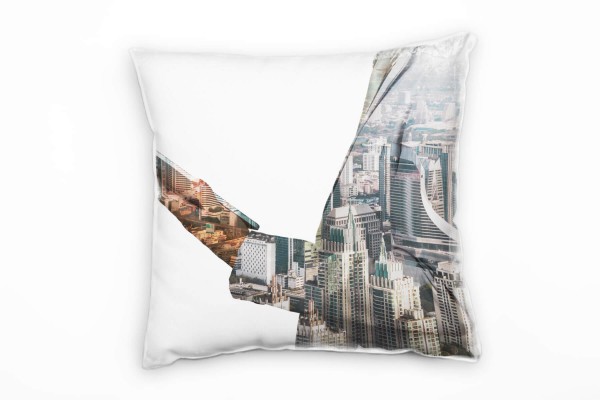 Paul Sinus Art City, Abstrakt, Businessmann, grau Deko Kissen 40x40cm für Couch Sofa Lounge Zierkissen