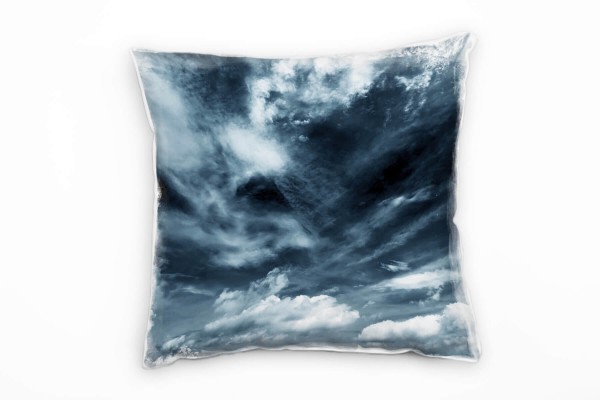 Paul Sinus Art Winter, Himmel, dunkel, blau, viele Wolken Deko Kissen 40x40cm für Couch Sofa Lounge Zierkissen