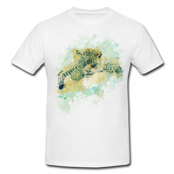 Paul Sinus Art Jaguar 90x60cm Premium Herren und Damen T-Shirt Motiv aus Paul Sinus Aquarell