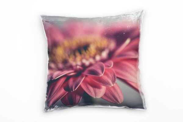 Paul Sinus Art Macro, Blumen, Blütenblatt, pink, grau Deko Kissen 40x40cm für Couch Sofa Lounge Zierkissen