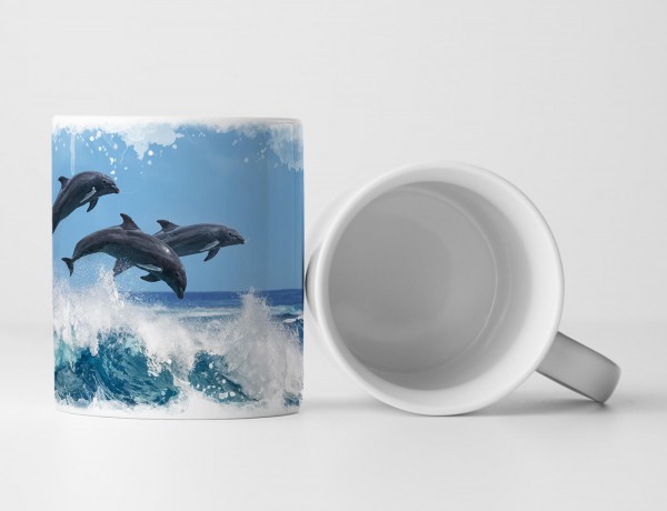 Paul Sinus Art Tasse Geschenk Tierfotografie – Delfine springen aus dem Wasser