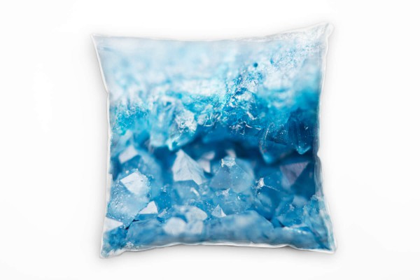 Paul Sinus Art Macro, Kristalle, blau Deko Kissen 40x40cm für Couch Sofa Lounge Zierkissen