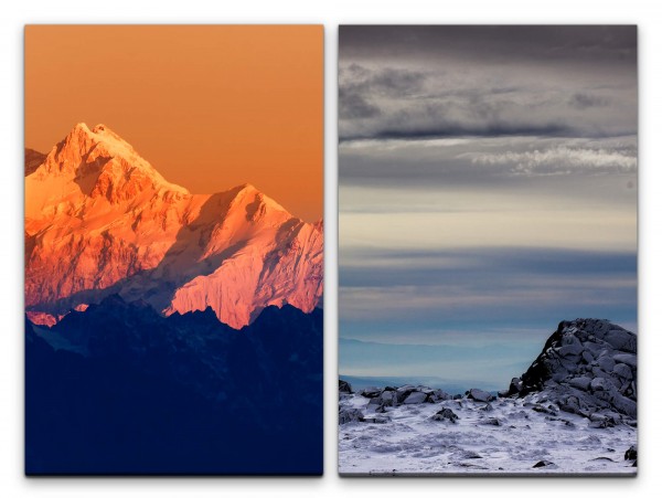 Paul Sinus Art 2 Bilder je 60x90cm Berge Berggipfel Himalaya Himmel Unberührt Ruhe Abgelegen