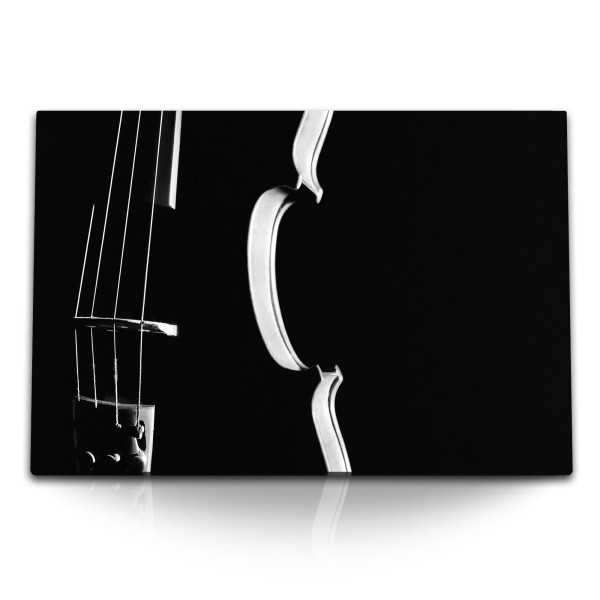 Paul Sinus Art 120x80cm Wandbild auf Leinwand Schwarz Weiß Fotografie Violine Geige Schwarz Dunkel