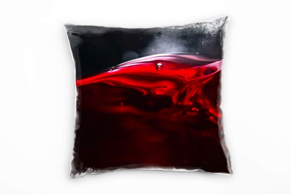 Paul Sinus Art Abstrakt, Wein, Flüssigkeit, rot Deko Kissen 40x40cm für Couch Sofa Lounge Zierkissen