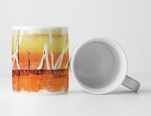 Paul Sinus Art Tasse Geschenk orange Abstraktion, schwarz/weiße Farbstriche