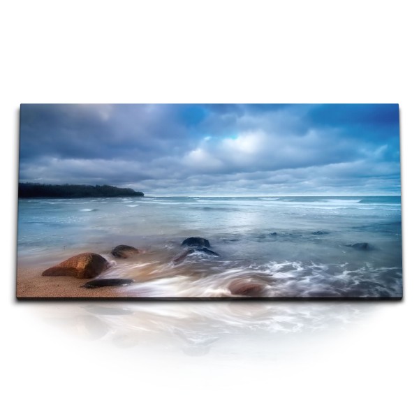 Paul Sinus Art Kunstdruck Bilder 120x60cm Strand Meer Horizont Wolken Küste Wellen