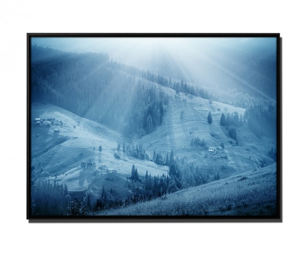 Paul Sinus Art 105x75cm Leinwandbild Petrol Karpaten Sommerlandschaft Sonnenuntergang Hügeln