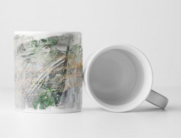 Paul Sinus Art Tasse Geschenk hellgraue Grundierung; grüne Elemente + beige Aufschrift