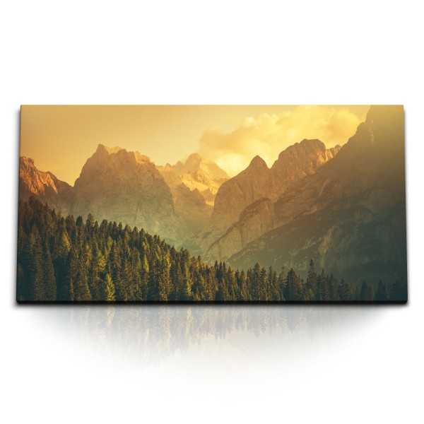 Paul Sinus Art Kunstdruck Bilder 120x60cm Alpen Dolomiten Berge Felsen Tannenwald Natur