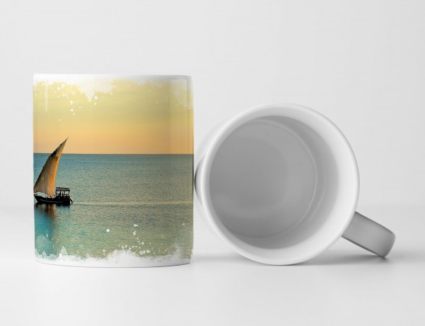 Paul Sinus Art Tasse Geschenk Landschaftsfotografie – Einsames Segelschiff auf See