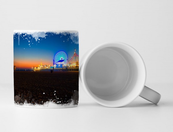 Paul Sinus Art Tasse Geschenk Landschaftsfotografie – Riesenrad bei Nacht Santa Monica LA USA