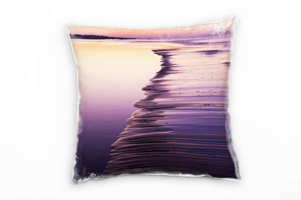 Paul Sinus Art Strand und Meer, lila, pink, blau, schwarz Deko Kissen 40x40cm für Couch Sofa Lounge Zierkissen