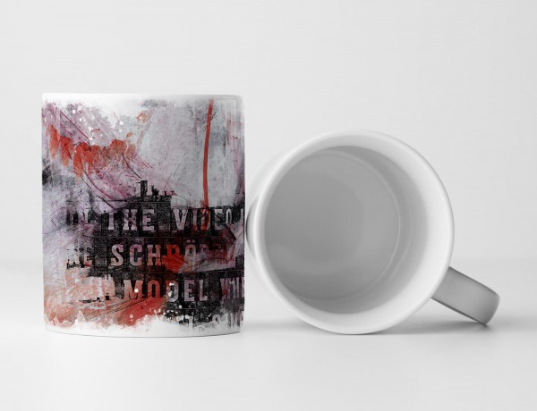 Paul Sinus Art Tasse Geschenk hellgrauer Hintergrund; rot-schwarze Abstraktionen + Aufschrift