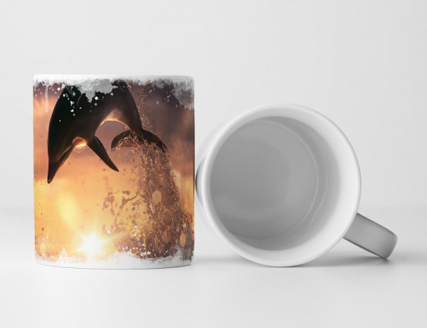 Paul Sinus Art Tasse Geschenk Tierfotografie – Springender Delfin bei Sonnenaufgang