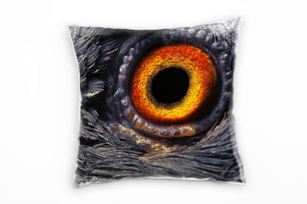 Paul Sinus Art Macro, Tiere, Taube, Auge, orange, rot, braun Deko Kissen 40x40cm für Couch Sofa Lounge Zierkissen