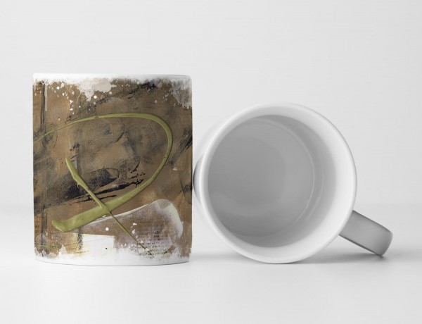 Paul Sinus Art Tasse Geschenk braungraue Grundierung; schwarz, olivgrüne Streifen