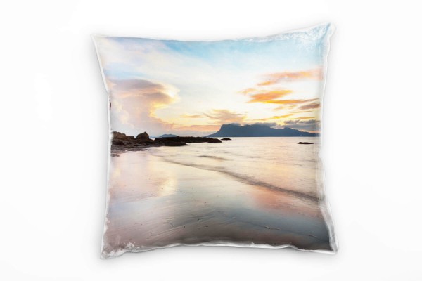 Paul Sinus Art Strand und Meer, Malaysia, Sonnenuntergang Deko Kissen 40x40cm für Couch Sofa Lounge Zierkissen