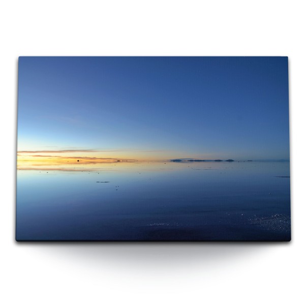 Paul Sinus Art 120x80cm Wandbild auf Leinwand Stille See Meer Horizont Sonnenuntergang Abendröte