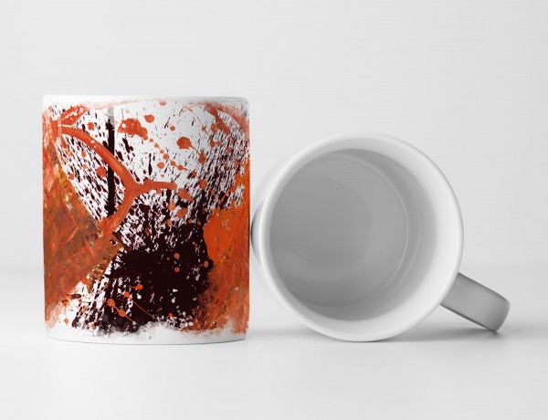 Paul Sinus Art Tasse Geschenk weiße Grundierung, orange-schwarze Abstraktionen