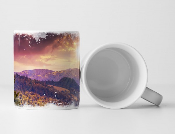 Paul Sinus Art Tasse Geschenk Landschaftsfotografie – Farbenfroher Morgen in den Bergen