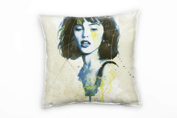 Paul Sinus Art Felicity Jones I Aqua Deko Kissen Bezug 40x40cm für Couch Sofa Lounge Zierkissen