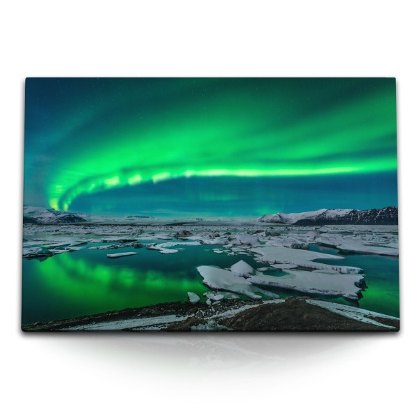 Paul Sinus Art 120x80cm Wandbild auf Leinwand Polar Nordpol Eis Meer Nacht Natur