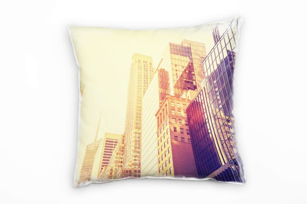 Paul Sinus Art City, New York, Manhattan, Sonnenuntergang, gelb Deko Kissen 40x40cm für Couch Sofa Lounge Zierkisse