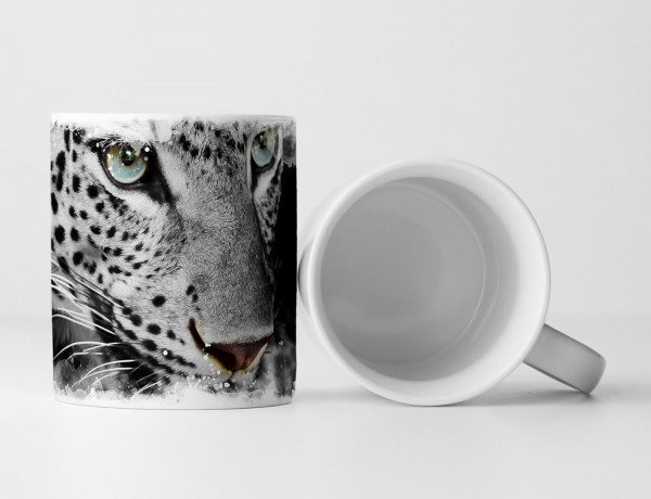 Paul Sinus Art Tasse Geschenk Tierfotografie – Leopard mit grünen Augen im Porträt