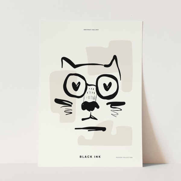 Paul Sinus Art Black Ink dekorative Illustration Modern Katze Minimal