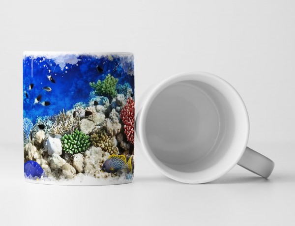 Paul Sinus Art Tasse Geschenk Naturfotografie – Buntes Korallenriff mit Fischen