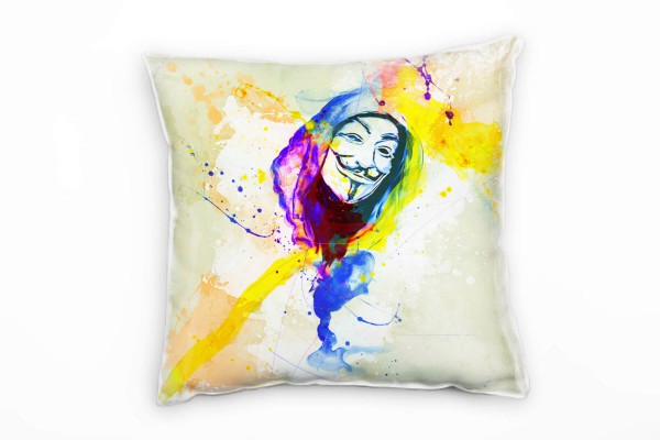 Paul Sinus Art Anonymous Maske I Deko Kissen Bezug 40x40cm für Couch Sofa Lounge Zierkissen