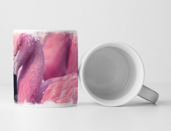 Paul Sinus Art Tasse Geschenk Tierfotografie – Pinker Flamingo in der Gruppe