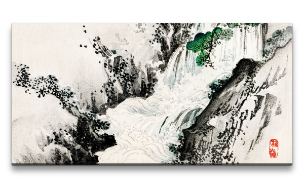 Paul Sinus Art Remaster 120x60cm Traditionelle japanische Kunst Zeitlos Feng Shui Harmonie Wasserfall