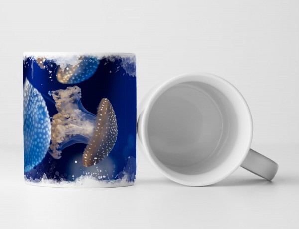 Paul Sinus Art Tasse Geschenk drei kleine Quallen im Aquarium