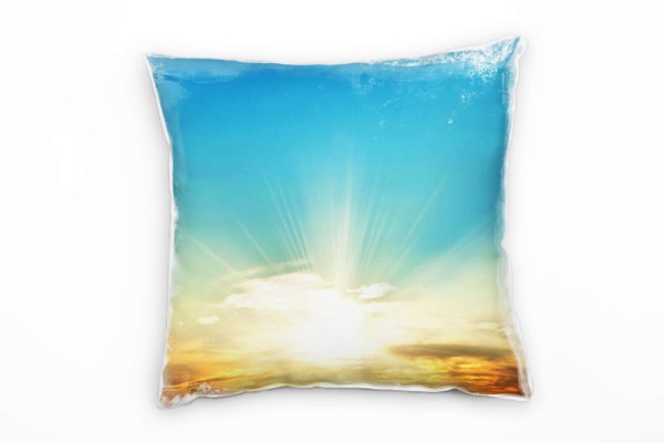 Paul Sinus Art Natur, blau, gelb, orange, Sonnenuntergang, Himmel Deko Kissen 40x40cm für Couch Sofa Lounge Zierkis