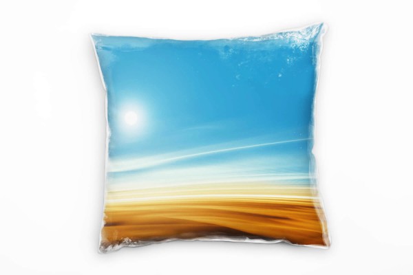 Paul Sinus Art Wüste, Fantasie, Sonne, Dünen, braun, blau Deko Kissen 40x40cm für Couch Sofa Lounge Zierkissen