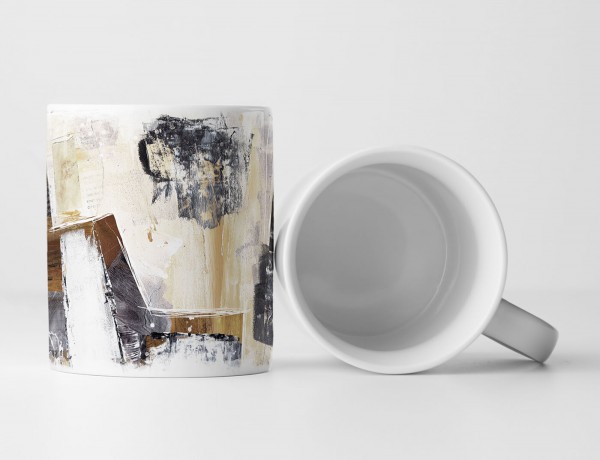 Paul Sinus Art Tasse Geschenk beiger Hintergrund;dunkelgrauen,dunkelbraunen Abstraktionen