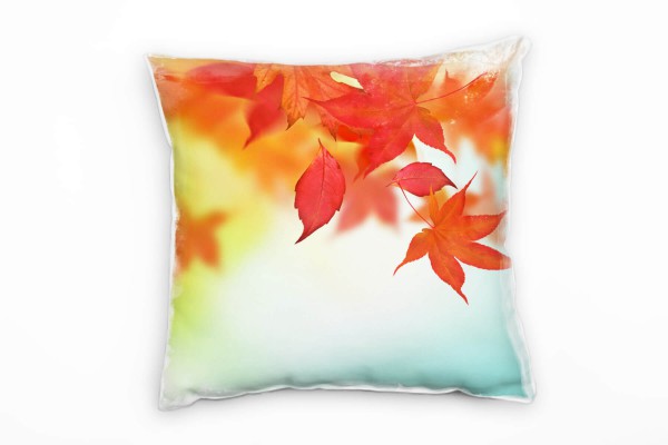 Paul Sinus Art Natur, rot, Herbst, Laubblätter Deko Kissen 40x40cm für Couch Sofa Lounge Zierkissen