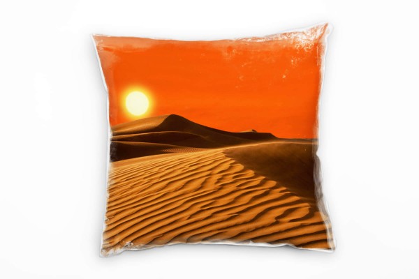 Paul Sinus Art Wüste, Sand, Sonne, orange, gelb, Deko Kissen 40x40cm für Couch Sofa Lounge Zierkissen