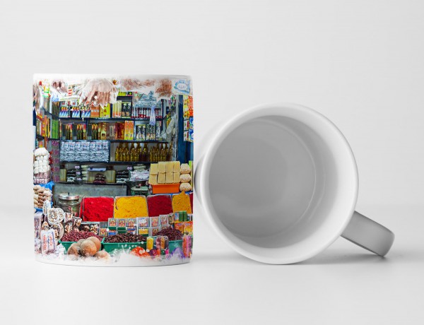 Paul Sinus Art Tasse Geschenk Künstlerische Fotografie – Farbenfroher Marktstand in Indien