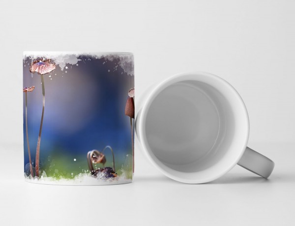 Paul Sinus Art Tasse Geschenk Naturfotografie – Kleine Pilze auf Holzstück