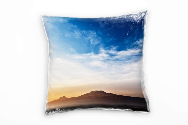 Paul Sinus Art Landschaften, Kilimandscharo, blau, orange Deko Kissen 40x40cm für Couch Sofa Lounge Zierkissen