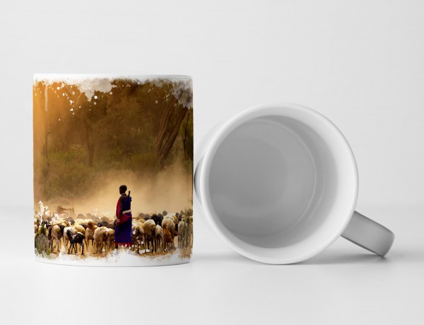 Paul Sinus Art Tasse Geschenk Landschaftsfotografie – Schäfer mit Schafherde