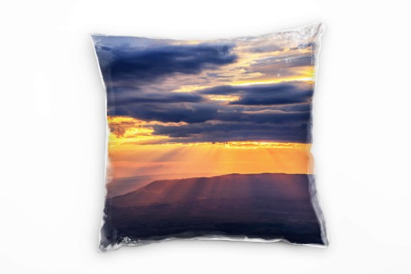 Paul Sinus Art Natur, Sonnenuntergang, Berge, orange, grau Deko Kissen 40x40cm für Couch Sofa Lounge Zierkissen