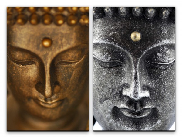 Paul Sinus Art 2 Bilder je 60x90cm Buddha Buddhakopf Statue Buddhismus Meditation Achtsamkeit positive Energie